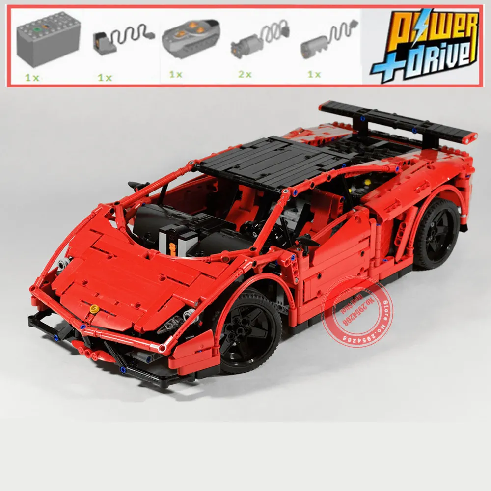 red with PF motor RC двигатель мощность функция MOC-3918 Lamborghinies супер автомобиль Gallardo строительный комплект блок Кирпичи Diy игрушка подарок - Цвет: red with PF motor