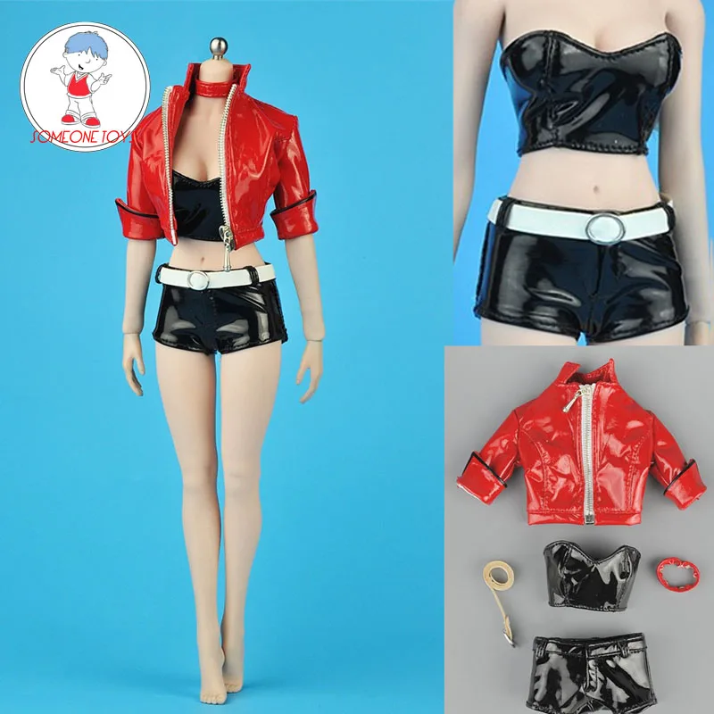 

ZYTOYS ZY5023 1/6 Sexy Female Clothes Leather Coat Shorts with Collar Belt for 12 Inches Body Figure