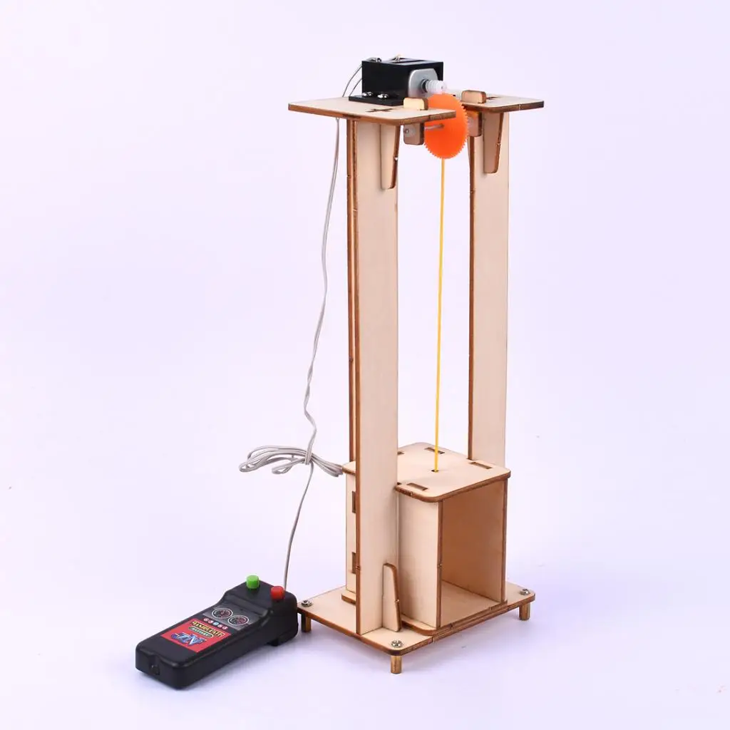 Children Self-Assemble Handmade Electric Lift Machine Scientific Experimental Model Toys for Kids Operation Ability Gift