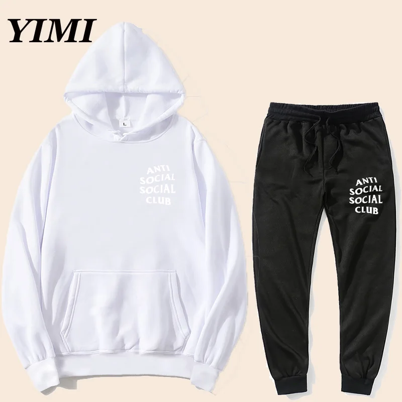 

ANTISOCIALSOCIALCLUB brand clothing men's suit two-piece casual sweatshirt cotton men's sportswear hoodie + pants sports shirt a