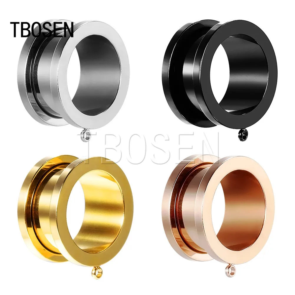 

Simple Style Hoop Ear Piercing Tunnels Ear Expanders Surgical Stianless Steel Classical Gagues Muiti Color Sell By Pair