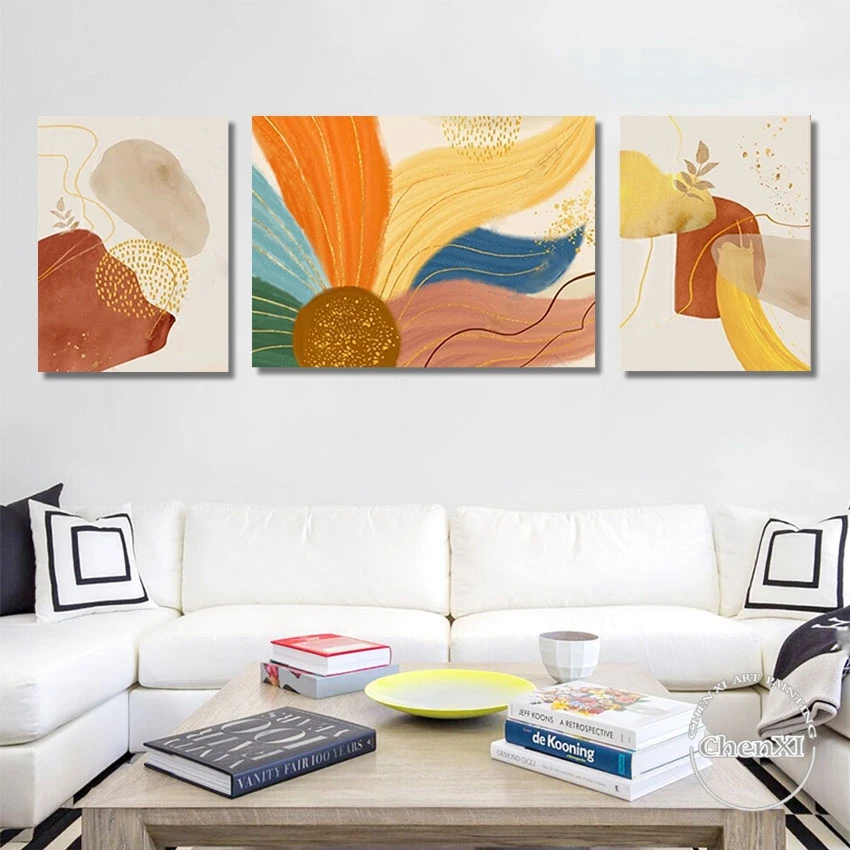 

Бесплатная доставка, 3 шт. в 1 Набор, абстрактная фотография для гостиной, Современная 100% ручная роспись, домашний декор без рамки