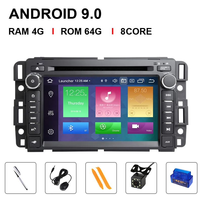 4 Core 16 ROM DSP 4 ГБ 2 din Android 9 автомобильный мультимедийный плеер DVD gps Радио для GMC Chevrolet Chevy Yukon Sierra Tahoe AcadiaSuburban навигация - Цвет: 4 Core 16 ROM