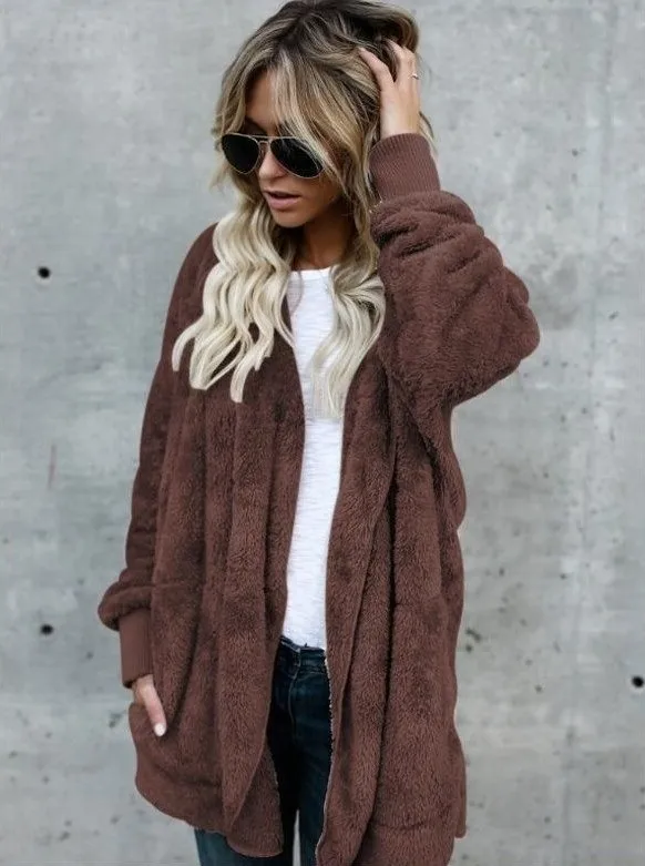 Lugentolo, Женская куртка, модная, высококачественная, осенняя и зимняя, имитация меха, теплая, хлопковая, двухсторонняя, анти-кожа, модная куртка - Цвет: Brown