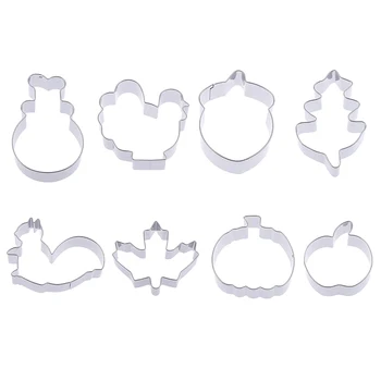 

8Pcs Thanksgiving Cookie Cutter Cute Animal Mold DIY Fondant Pastry Decorating Stainless Steel Cut Candy Biscuit Mold Baking