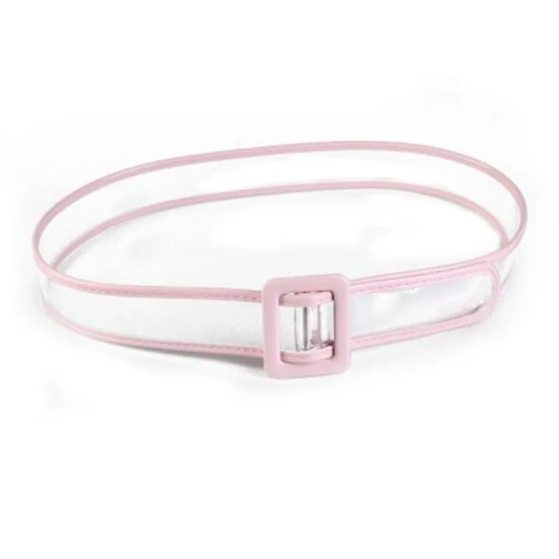 Pink 1 шт. женские многоцветные без косточек квадратные пряжки женская одежда аксессуары прозрачный пластиковый пояс QLY9740 - Цвет: Pink