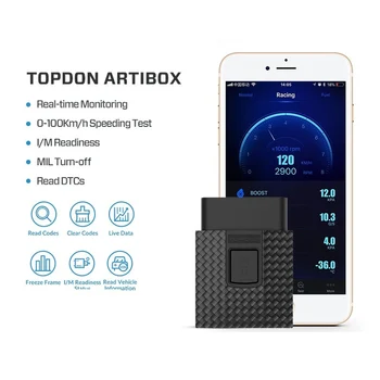 

TOPDON ArtiBox Car Diagnostic Tool OBDII Connector OBD2 Scanner Software MIL ELM327 Professional Automotive Fault Code Reader