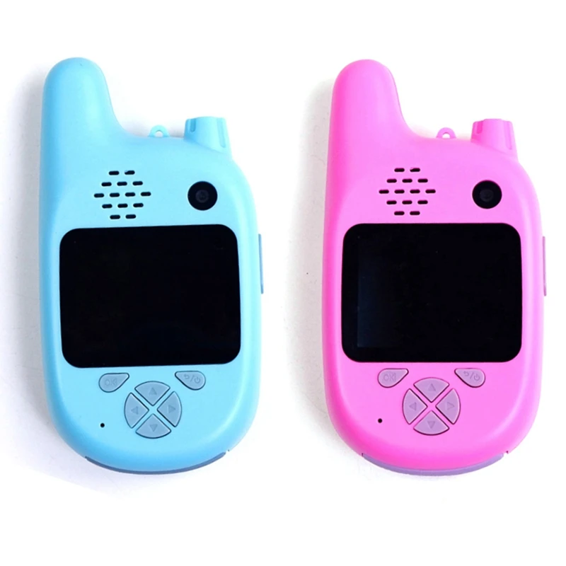 Walkie Talkie para niños, cámara y videocámara, Mini vídeo HD, juguetes, videocámara, música MP3, azul y rosa, 2 unidades