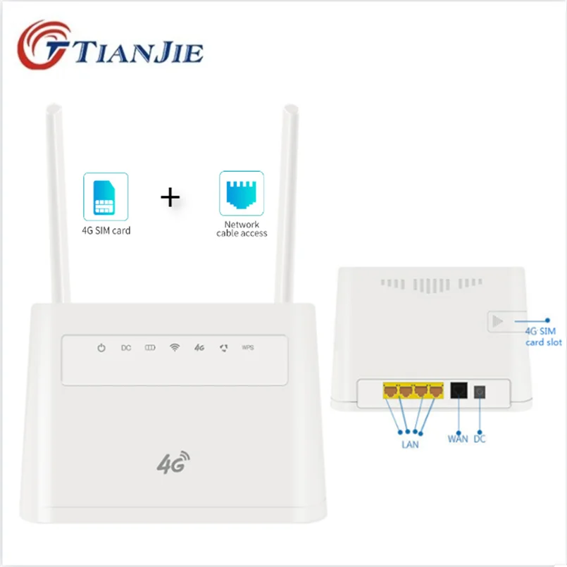 

TIANJIE Indoor/Outdoor 4G Wireless WiFi Modem Dongle Unlocked SIM Card Router Modem 3G/4G CAT4 CPE Router With External Antennas