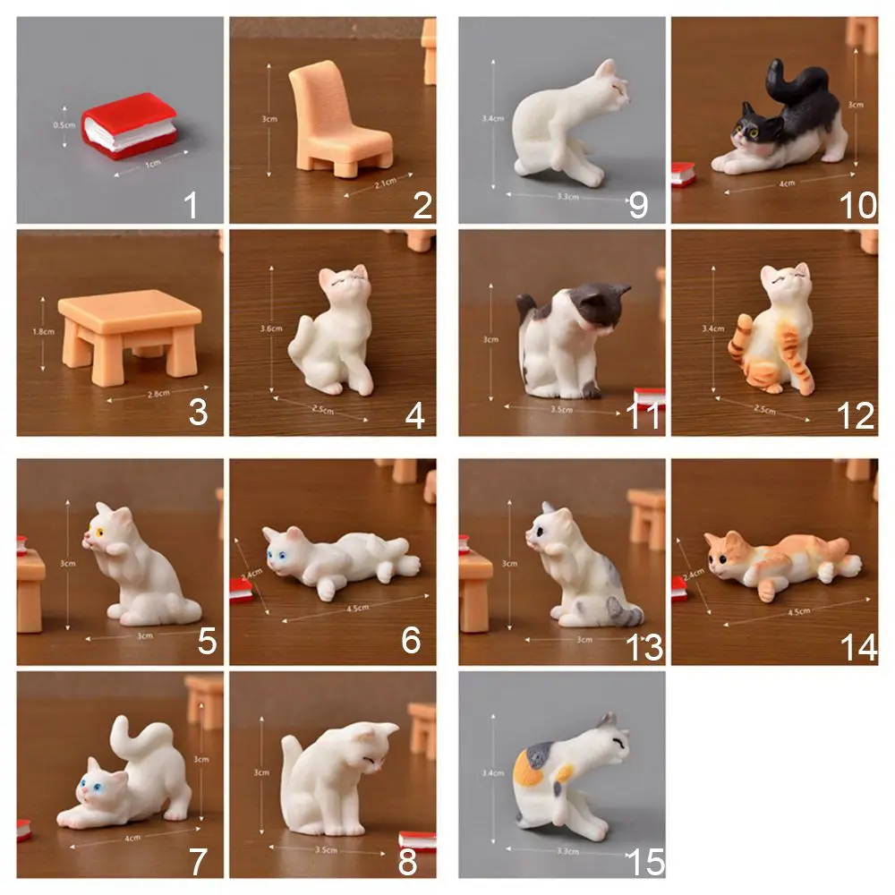 Chat miniature en résine, modèle animal chaton micro paysage