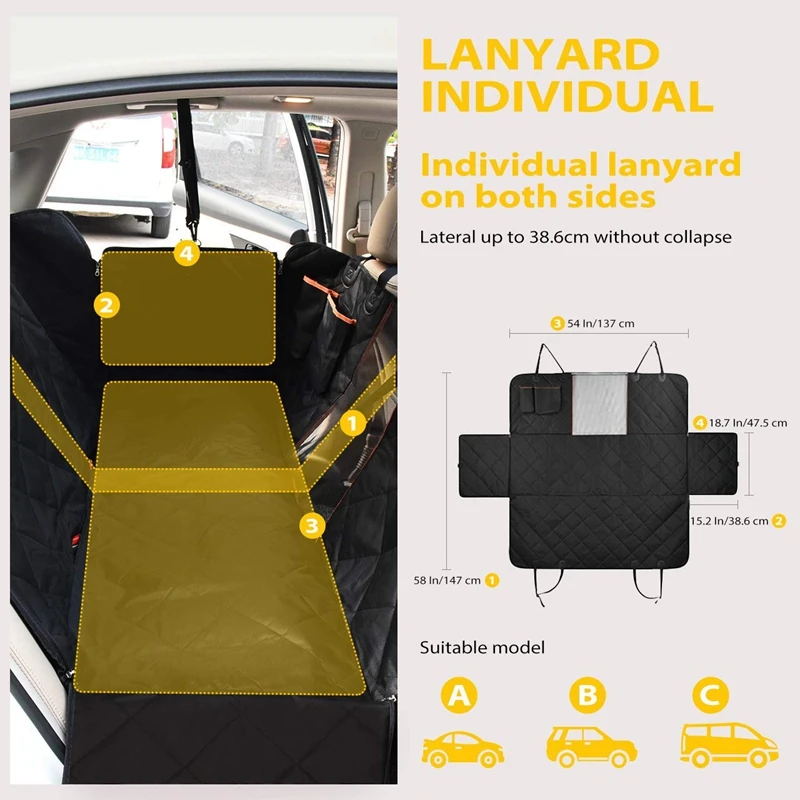 

Pet Seat Cover, Dog Car Seat Cover with Mesh Viewing Window & Storage Pocket, Dog Hammock Waterproof Non-Scratch Large Backseat