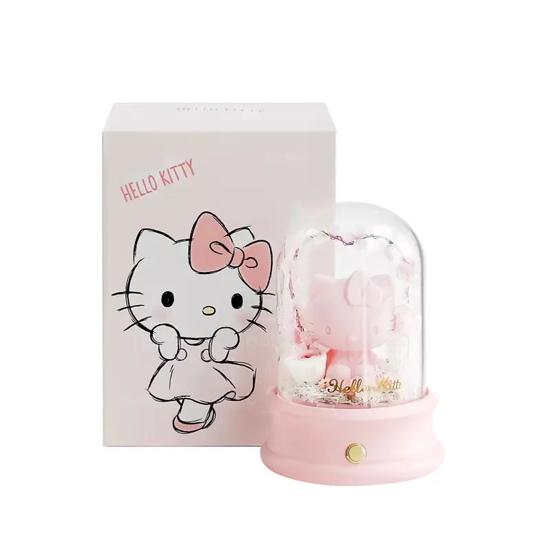 Японский hello kitty Presrved свежий цветок Bluetooth беспроводной динамик Принцесса Сад Музыкальная шкатулка Ночник светильник подарок на день рождения - Цвет: B In the Love