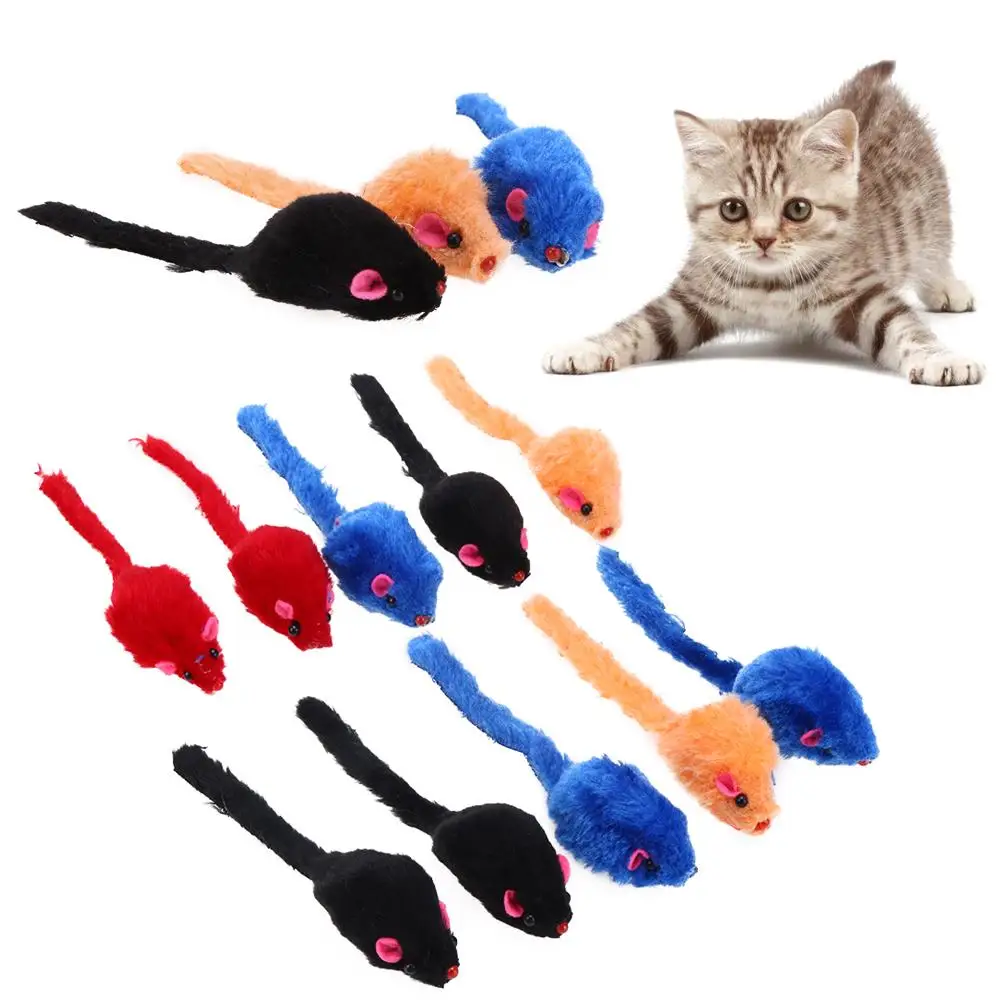 10pcs/lot Mini Colorful Cat Toys Plush False Mouse for Cats Kitten Animal Funny Playing Pet Products supplies New | Дом и сад