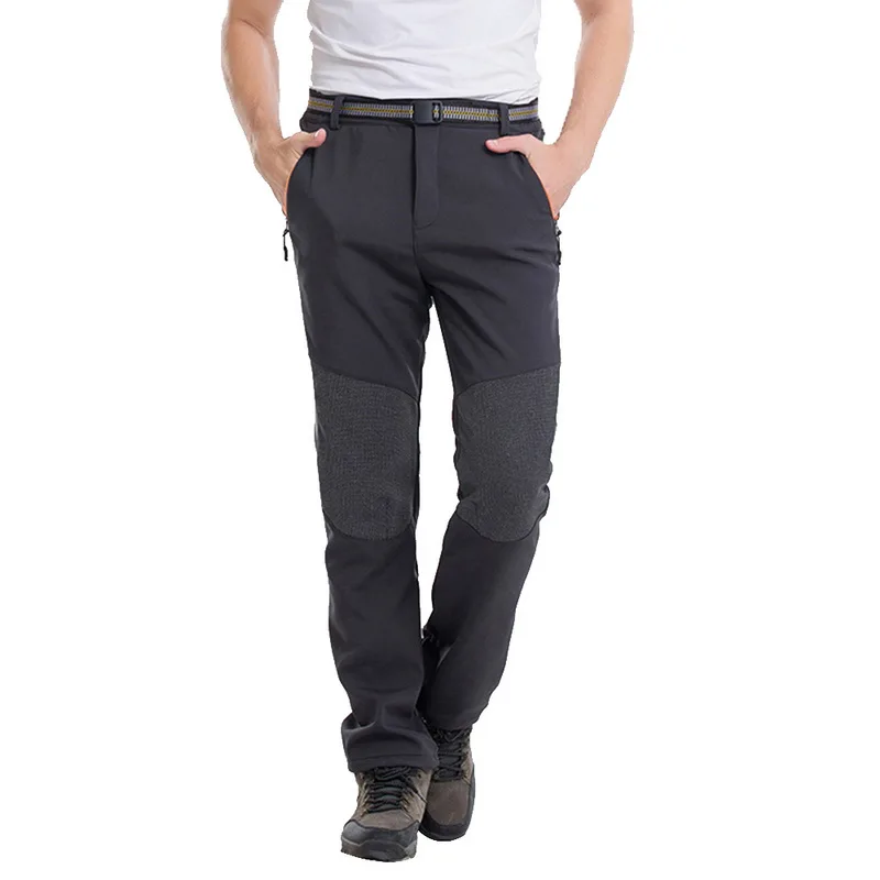 Мужские зимние брюки толстые теплые брюки Карго повседневные флисовые карманы меховые брюки размера плюс Модные свободные мешковатые мужские рабочие - Цвет: B1