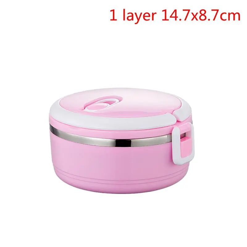 1 Layer pink 1 шт. нержавеющая сталь сохранение тепла Ланч-бокс для взрослых бизнес Bento box контейнер для еды для детей портативный для пикника школы - Цвет: 1 Layer pink