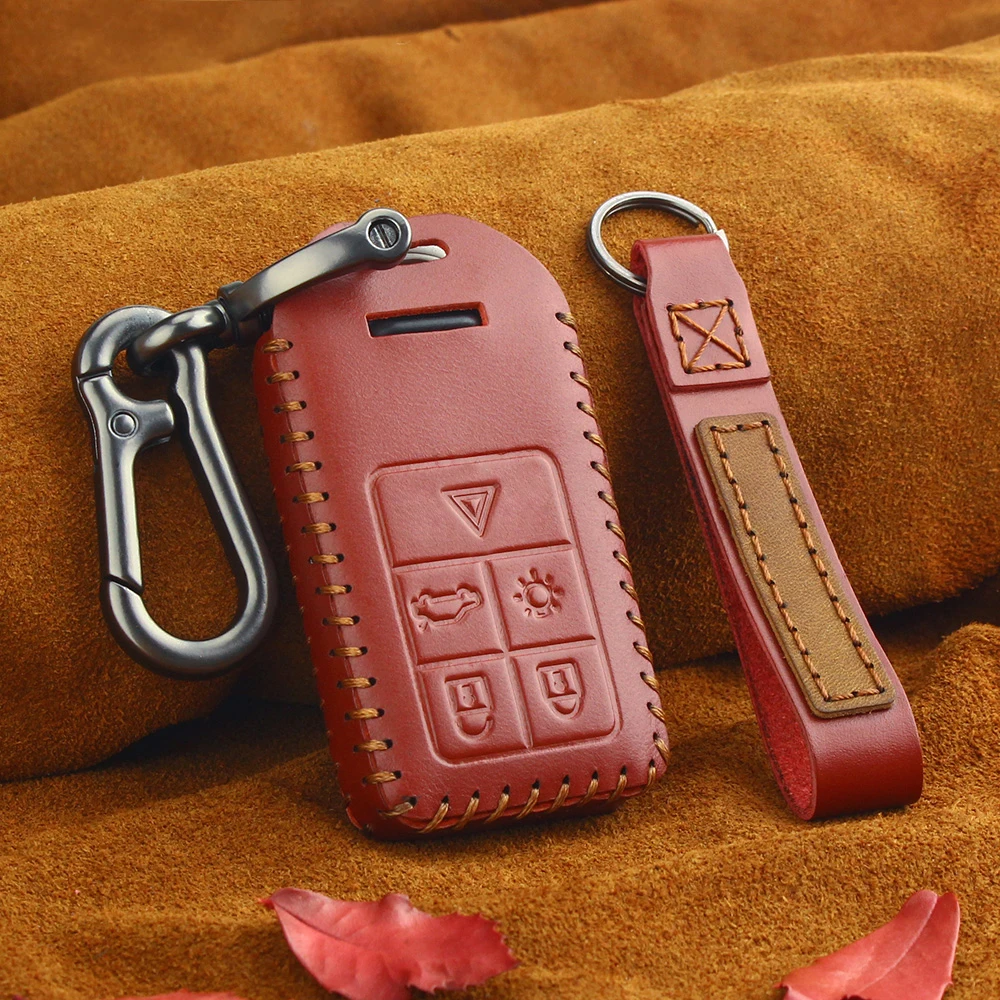 Чехол для ключей KEYYOU из натуральной кожи Smart Remot, брелок для автомобиля, чехол для Volvo S60 S80 V60 XC60 XC70 S60L V40, аксессуары для ключей - Название цвета: Красный
