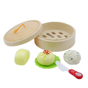 

Kids Toys House Kitchen Steam Set Simulation Fruit Bun Watch Cooking Home Pretending Game Toys