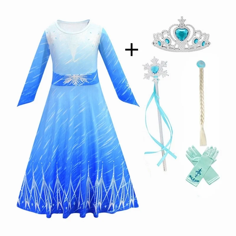 Hot Elsa 2 Girls Dress Party Vestidos Cosplay Girl Clothing Anna Birthday Princess Kids Costume for Christmas | Детская одежда и