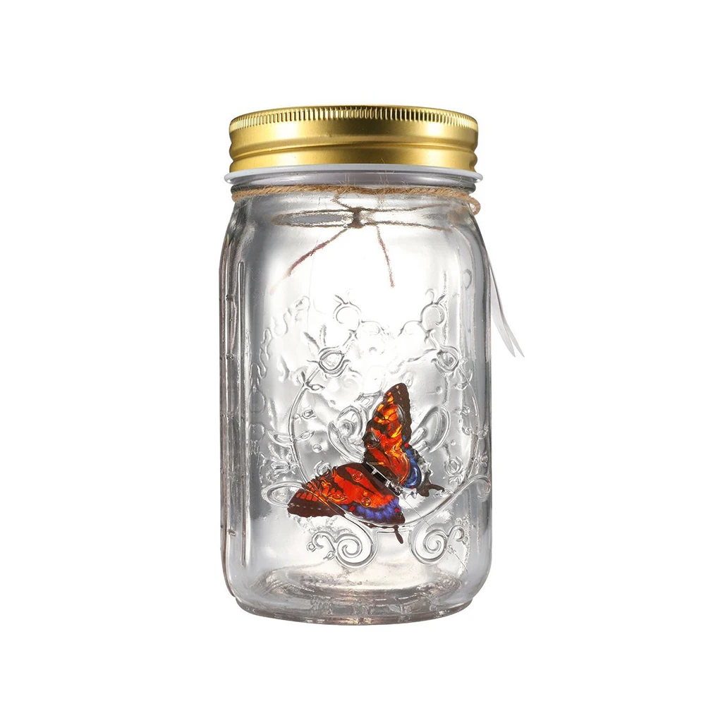 Children With LED Lamp Electronic Home Decoration Glass Bottle Romantic Beautiful Birthday Butterfly Jar Novelty Light Gift