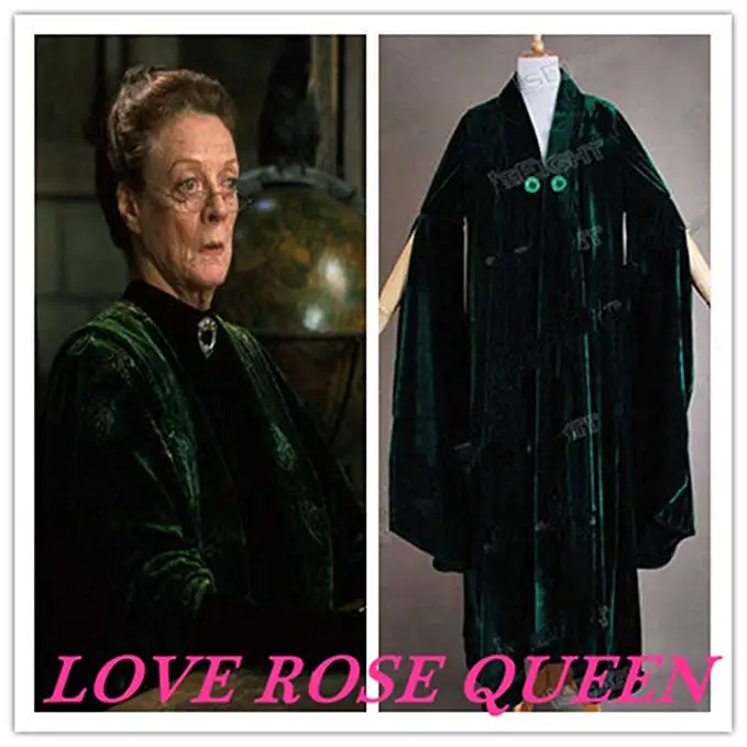 Minerva McGonagall платье косплей костюм темно-зеленая накидка-Тренч пальто Новинка