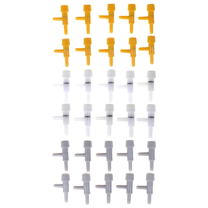 10x Aquarium Air Line Tubing Fish Tank Oxygen Air Pump Volume Flow Control Valve Yellow White Gray Fit for 4mm Line Tube