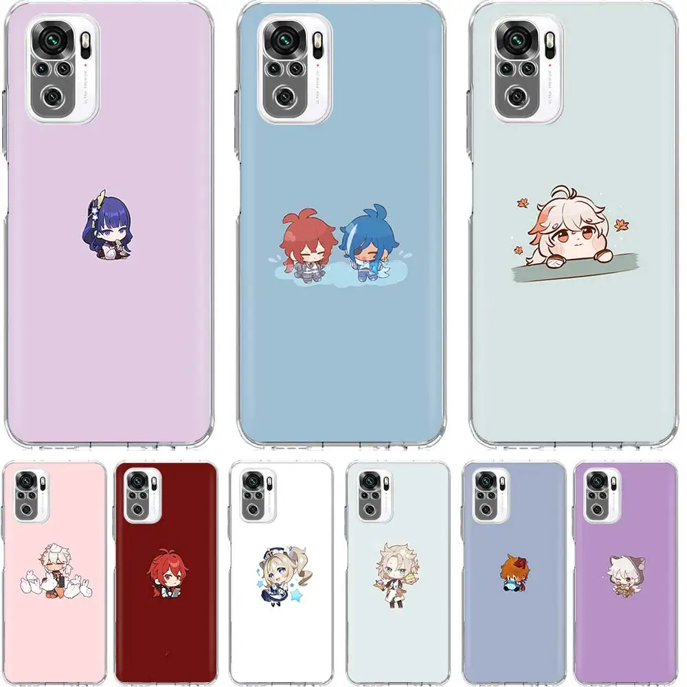 Cartoon Genshin Impact Phone Case Funda For Xiaomi Redmi Note 10 Pro 9S 10S 9 8 8T 8A 9A 9C 7 7A 6 6A Soft Cover Coque | Мобильные