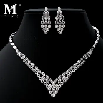 

New Charm Zircons High Quality Design Romantic AAA Zirconia Crystal Necklace Earrings Wedding Bridal CZ Zircon Jewelry Sets