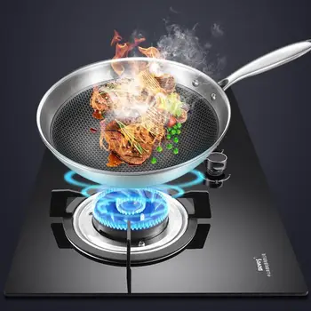 

304 stainless steel seven layer steel wok physical non stick no coating no cooking fume stove general kitchen pot cookware