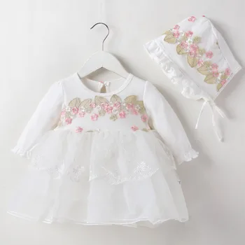 

Newborn Dresses Baby Girl Summer Dress+Hat Fashion Princess Girls 1st Birthday Party tutu Dresses Outfits Baptism Baby Dress