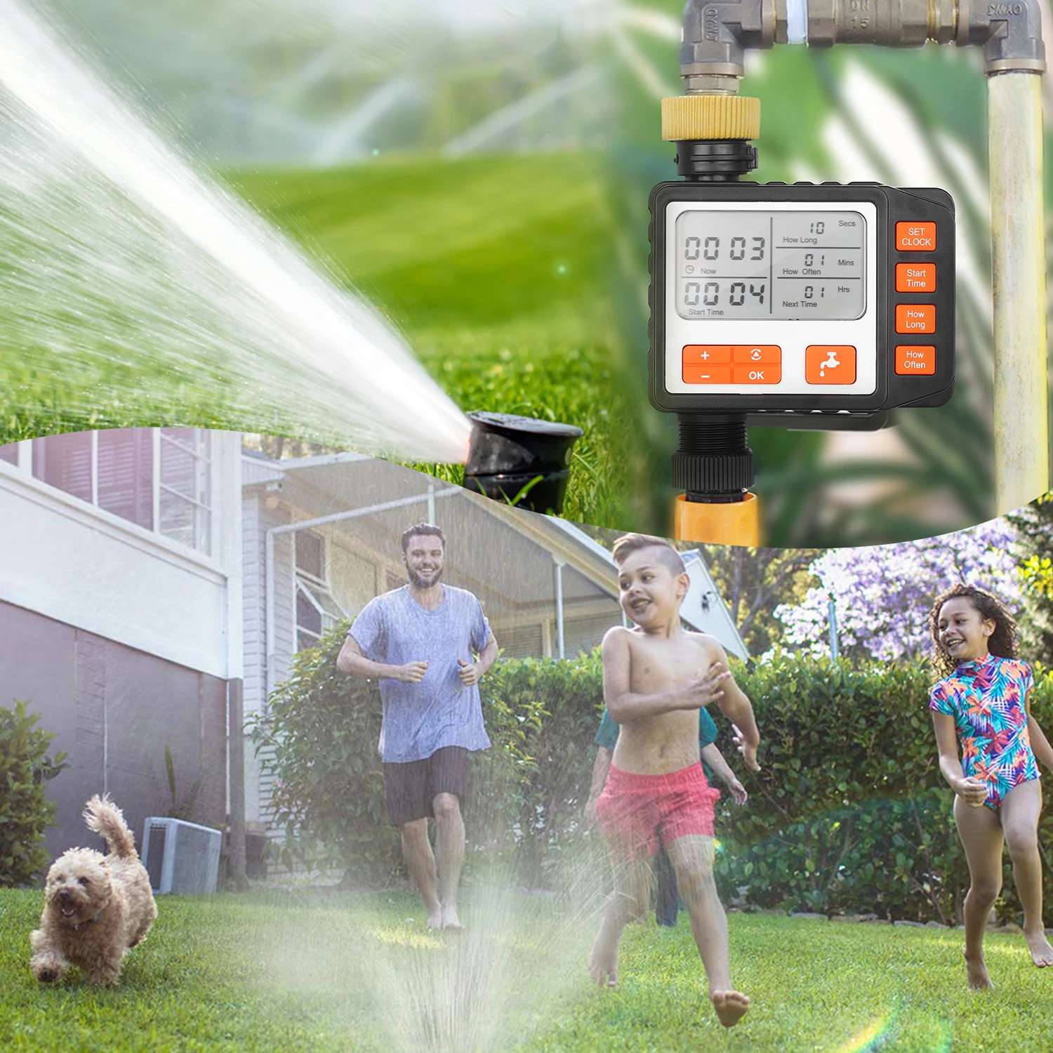 Digital Water Timer Programmable Outdoor Single Outlet Automatic On Off Water Faucet Hose Timer Irrigation System Controller
