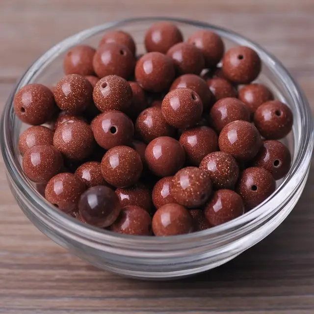 Round 4mm 6mm 8mm 10mm 12mm Natural Stone Rock Loose Spacer Beads lot for Bracelet Jewelry Making Findings DIY Crafts Goldstone