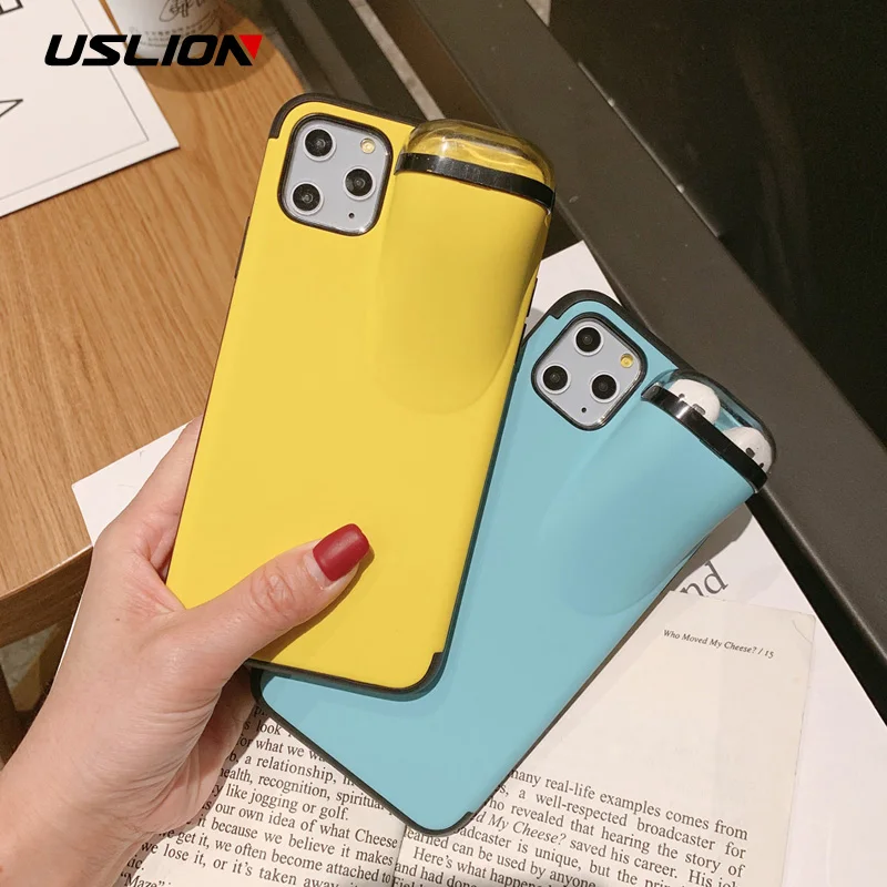 

USLION Phone Case For iPhone 11 Pro Max XS Max XR X With Earphone Headset Case For iPhone 7 8 6 6S Plus Hard PC Cover Fundas