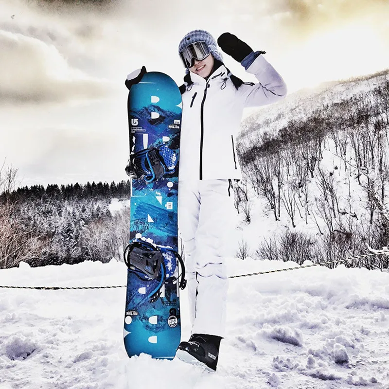 Outdoor women's ski jacket suit windproof, waterproof, breathable, sealed rubber snowboard, double board, warm and wear-resistan