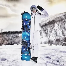 Outdoor women's ski jacket suit windproof, waterproof, breathable, sealed rubber snowboard, double board, warm and wear-resistan