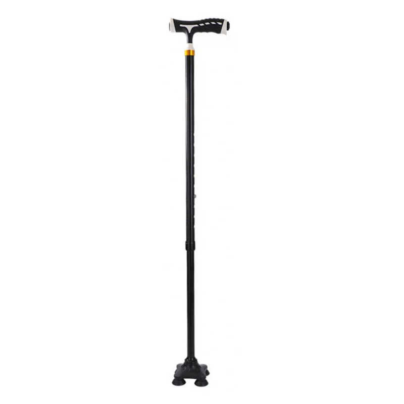 

Alloy Folding Light Cane Hand Crutch Elderly Telescopic Non-Slip Four-Legged Walking Stick Self Standing Walking Stick