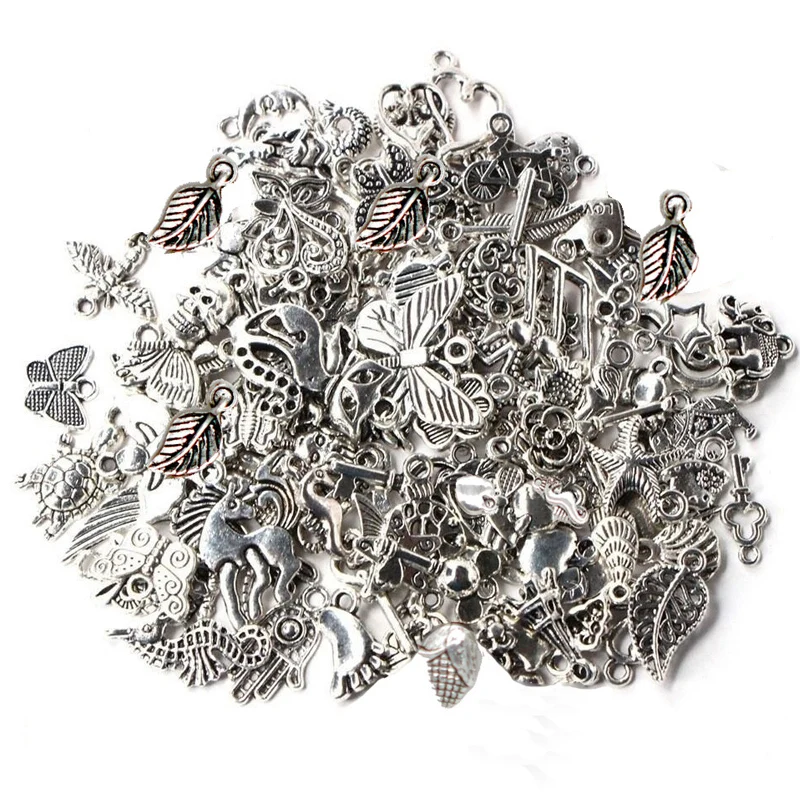 

Mixed 100Pcs Tibetan Silver Insect Animal Wing Charm Pendants for Bracelet Necklace Jewelry Accessory DIY Craft Jewelry Making