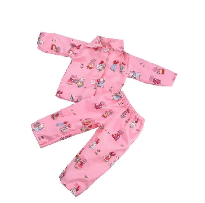 Pink People Кукольная Пижама, ночная рубашка, одежда для сна, комплект из топа и штанов для девочек 18 дюймов, кукла или 43 см - Цвет: Pink People