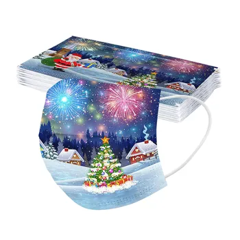 

10/50PC Adult Christmas Print Disposable Mask Non-woven 3 layer Windproof Breathable Prevent Mask Mascarillas Mascarilla Masks