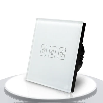 

New Touch Switch Crystal Glass panel EU Standard 3 Gang 1 Way Touch Screen Wall Switch Wall Socket For Lamp