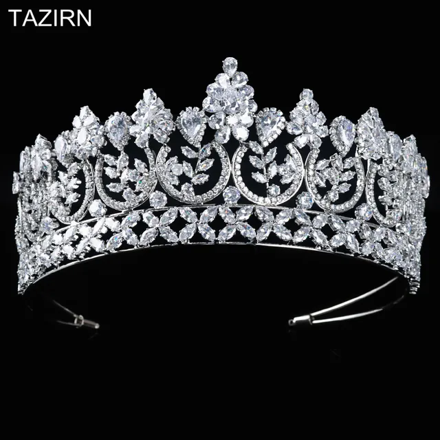 Luxury All CZ Cubic Zirconia Queen Wedding Party Pageant Prom Tiara Crown 