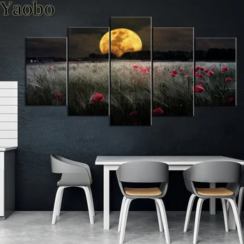 

5D Square Round DIY Diamond Painting Poppy field landscape moonlight Diamond Embroidery Cross Stitch Diamond Mosaic 5 Pieces