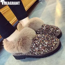 THEAGARNT/женские ботинки на плоской подошве; теплая зимняя обувь; Модные женские ботильоны на платформе с искусственным мехом и боковой молнией; WBS2035