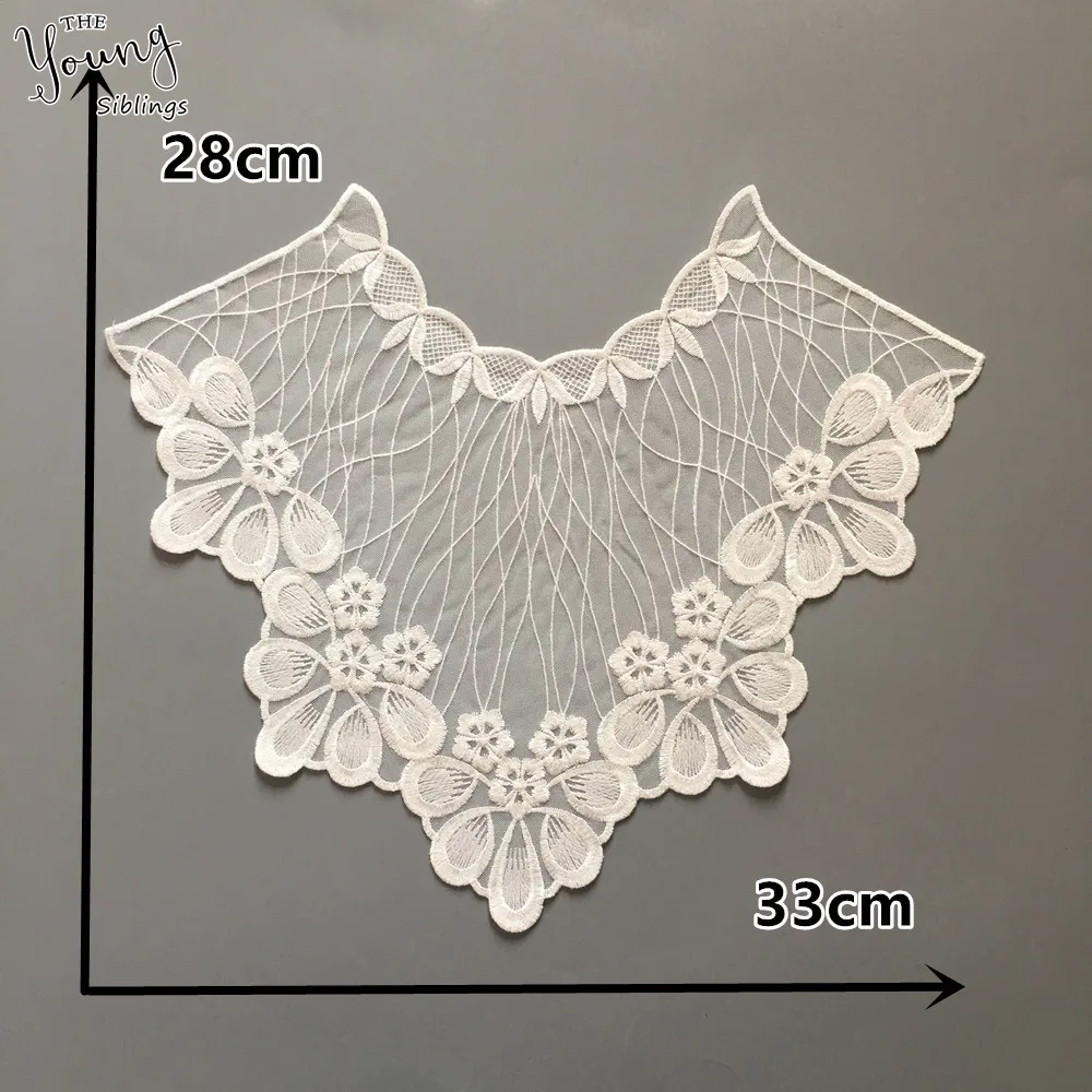 Новое поступление белая органза ткань кружевной воротник шитье кружево вырез вышивка аппликация DIY платье украшение аксессуар пара распродажа