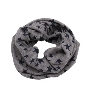 Коллекция года, осенне-зимний длинный теплый детский шарф с принтом со звездой, снуд для улицы, теплый шарф с круглым вырезом для детей, хлопковый шарф с кольцом - Цвет: Серый