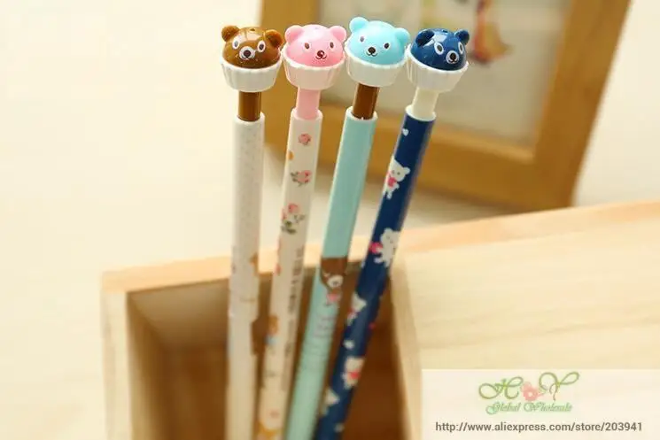

30pcs/lot New Cute And Fashion Beautiful Teddy Bear Writing Pencil Stationery Supplies Automatic Pencils For Drawing
