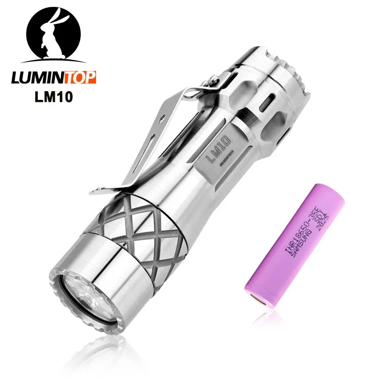 Lumintop LM10 Titanium LED Flashlight Cree XP-L Hi 2800 LM Military Flashlight by 18650 Battery for Camping Self Defense