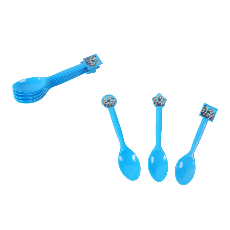 Fork-10Pcs Мультфильм супергерой Бэтмен Железный человек детский день рождения набор одноразовые бумажные тарелки чашка бумажные соломинки баннер скатерть - Цвет: Fork-10Pcs