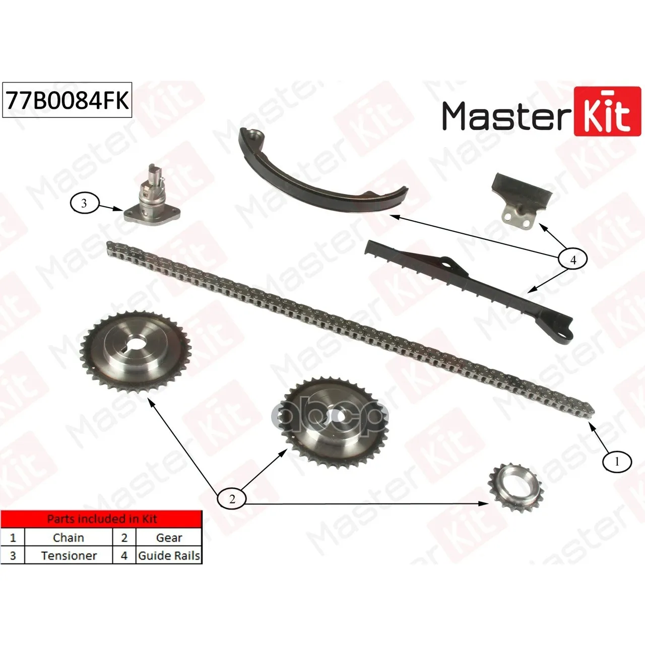 Комплект Цепи Грм Nissan:Primera 2.0i 16v Sr20de 92 MasterKit арт. 77B0084FK