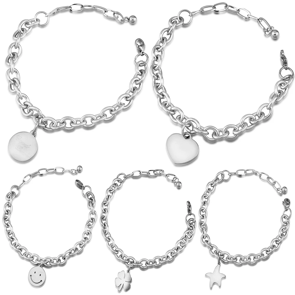 Good Luck Retro Bracelet 18CM Adjustable Stainless Steel Bangles Fashion Simple Couple Bracelet For Women Gift