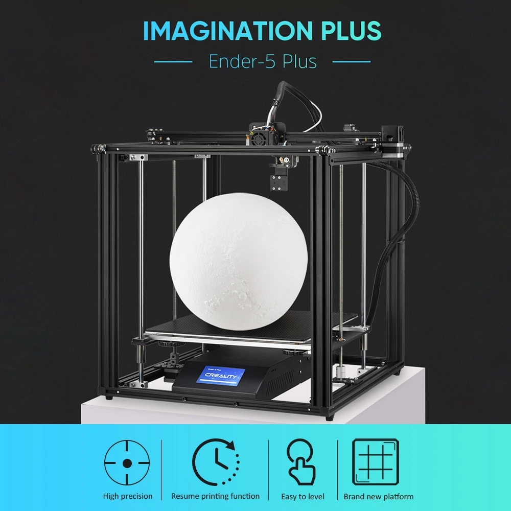 Creality 3D Ender-5 Plus 3d принтер 350*350*400 мм большой объем сборки с 4,3 дюймовым сенсорным экраном съемная пластина из закаленного стекла